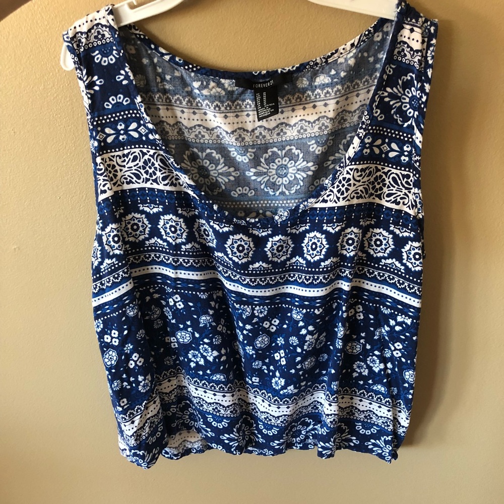 Forever 21 Blue Crop Tank Top
